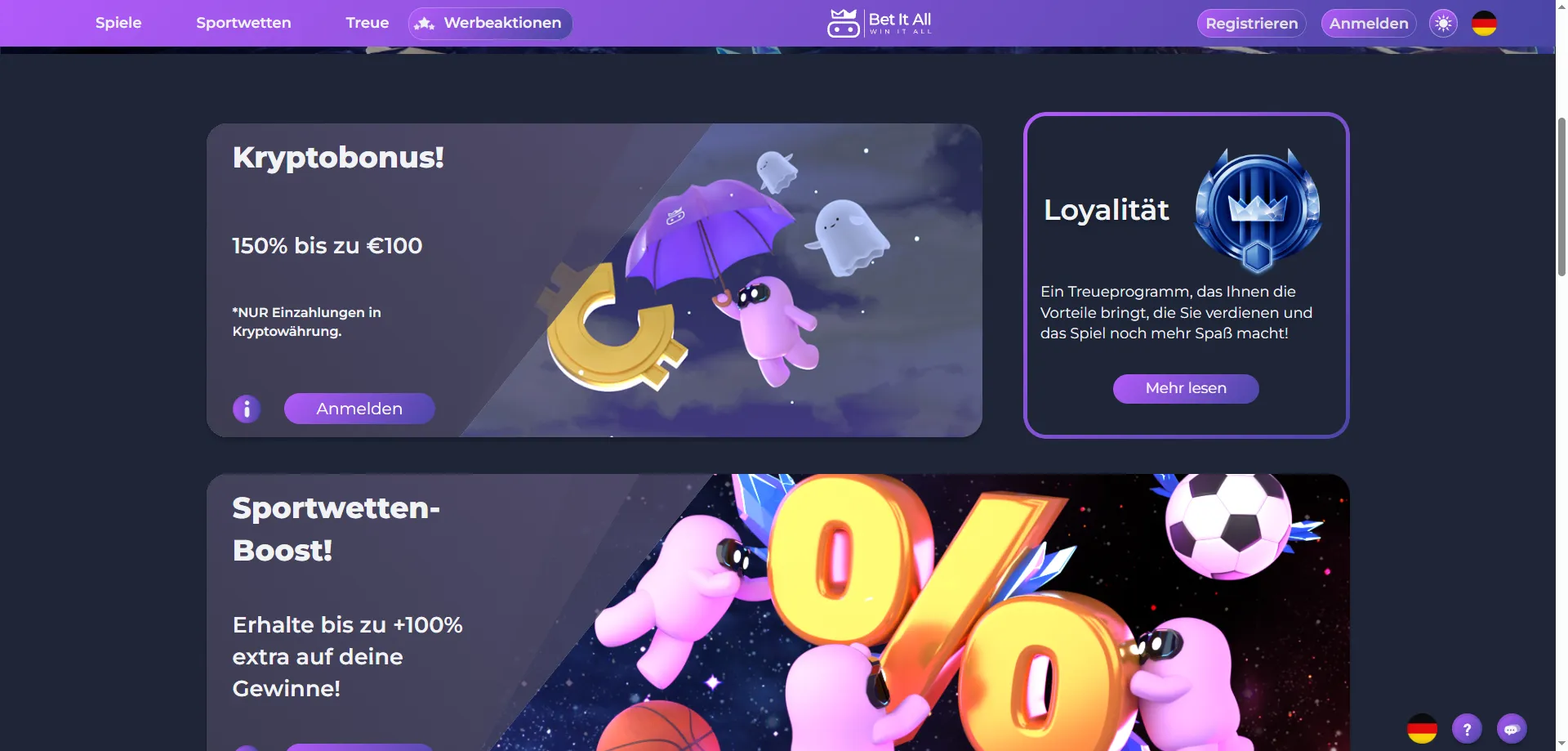 Betitall Casino Willkommensbonus 100 Freispiele und wöchentlicher Cashback