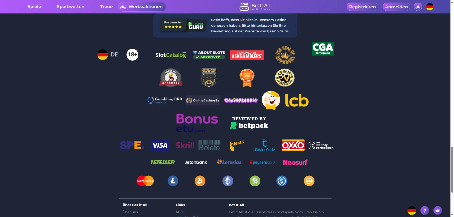 Betitall Casino Zahlungsmethoden – Einzahlung und Auszahlung in EUR